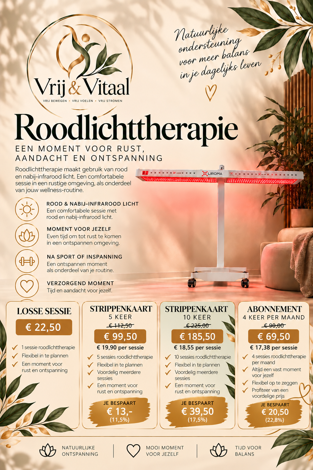Roodlichttherapie · losse sessie, strippenkaarten en abonnement